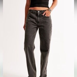 Abercrombie & Fitch Women's Baggy Lowrise Gray/Black Wash Denim Jeans Size 26